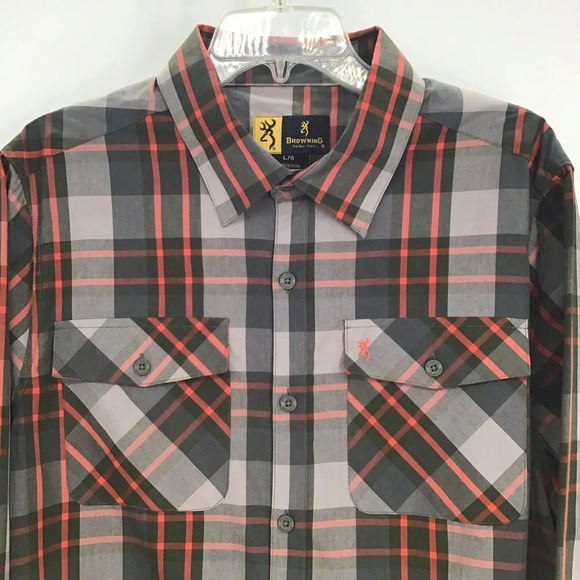 Browning Buckmark Men’s Long Sleeve Plaid Shirt Casual Hunting NWOT Size Large - Picture 3 of 8